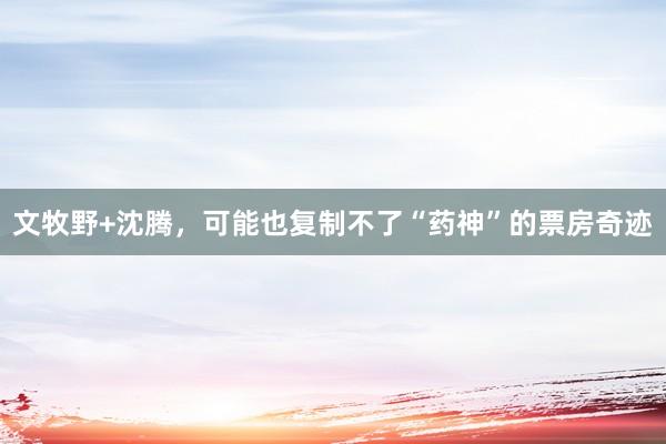 文牧野+沈腾，可能也复制不了“药神”的票房奇迹