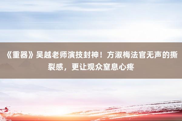 《重器》吴越老师演技封神！方淑梅法官无声的撕裂感，更让观众窒息心疼