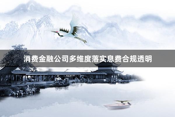 消费金融公司多维度落实息费合规透明