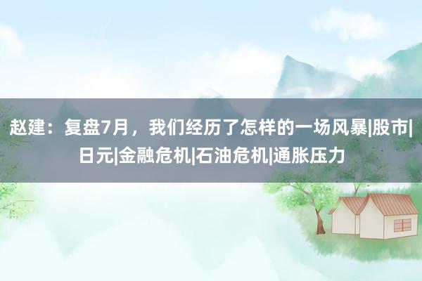 赵建：复盘7月，我们经历了怎样的一场风暴|股市|日元|金融危机|石油危机|通胀压力