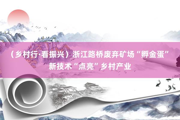 （乡村行·看振兴）浙江路桥废弃矿场“孵金蛋” 新技术“点亮”乡村产业