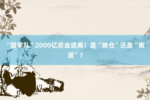 “国家队”2000亿资金逃离！是“换仓”还是“撤退”？