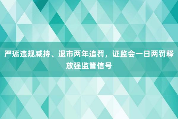 严惩违规减持、退市两年追罚，证监会一日两罚释放强监管信号