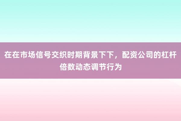 在在市场信号交织时期背景下下，配资公司的杠杆倍数动态调节行为