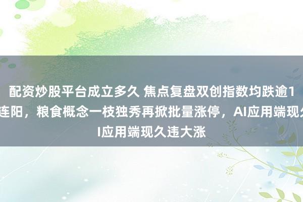 配资炒股平台成立多久 焦点复盘双创指数均跌逾1%终结3连阳，粮食概念一枝独秀再掀批量涨停，AI应用端现久违大涨