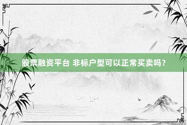 股票融资平台 非标户型可以正常买卖吗？