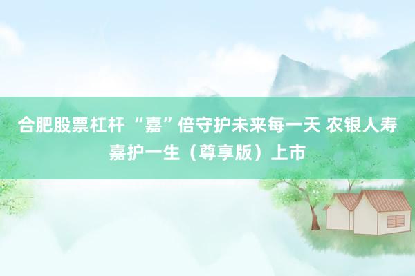 合肥股票杠杆 “嘉”倍守护未来每一天 农银人寿嘉护一生（尊享版）上市