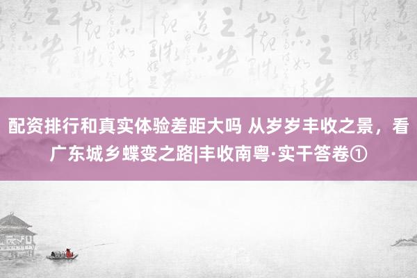 配资排行和真实体验差距大吗 从岁岁丰收之景，看广东城乡蝶变之路|丰收南粤·实干答卷①