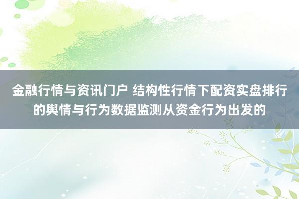 金融行情与资讯门户 结构性行情下配资实盘排行的舆情与行为数据监测从资金行为出发的