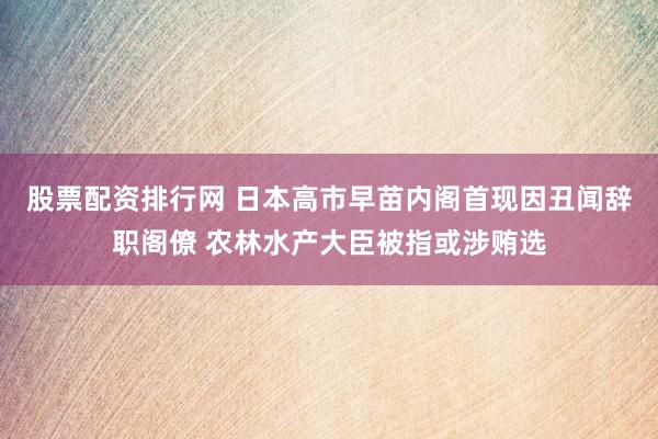 股票配资排行网 日本高市早苗内阁首现因丑闻辞职阁僚 农林水产大臣被指或涉贿选