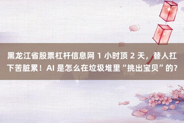 黑龙江省股票杠杆信息网 1 小时顶 2 天，替人扛下苦脏累！AI 是怎么在垃圾堆里“挑出宝贝”的？